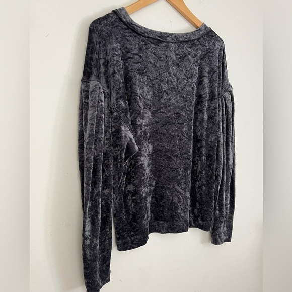 FREE PEOPLE Women’s Sz S WE THE FREE MILAN LAYERING DOLMAN SLEEVE VELVET Gray - Picture 5 of 8